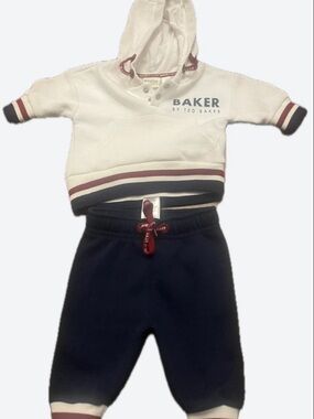 Ted Baker Kids White, Navy & Burgundy Hoodie Matching Set